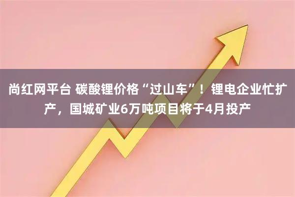 尚红网平台 碳酸锂价格“过山车”！锂电企业忙扩产，国城矿业6万吨项目将于4月投产